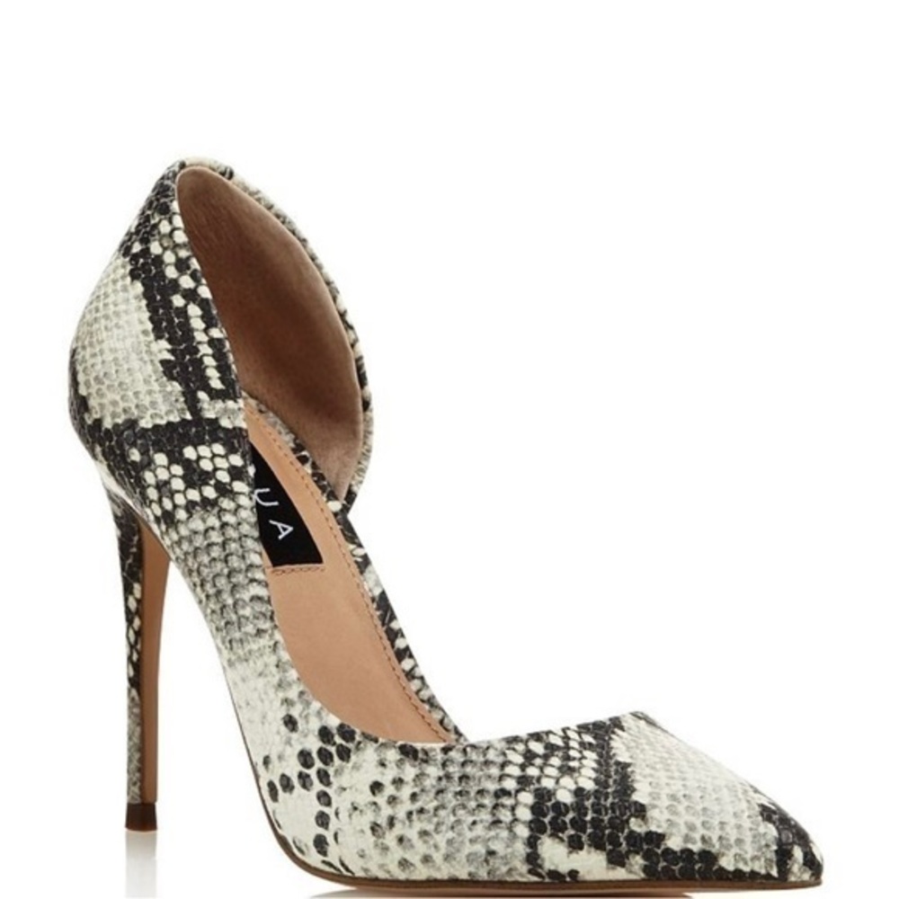 Aqua Dion Half d'Orsay High-Heel Pumps Snake Print SIZE:9
